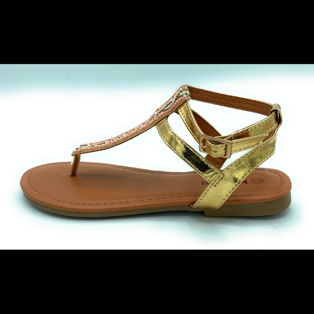 Kensie Girl Gladiator Flat Sandals Gold Size 2